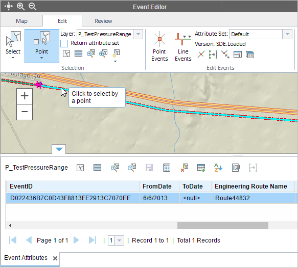 Selecting events by point